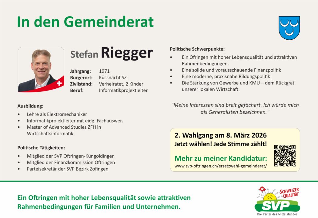 Bild: Wahlflyer 2. Wahlgang Gemeinderat Oftringen (Rückseite)